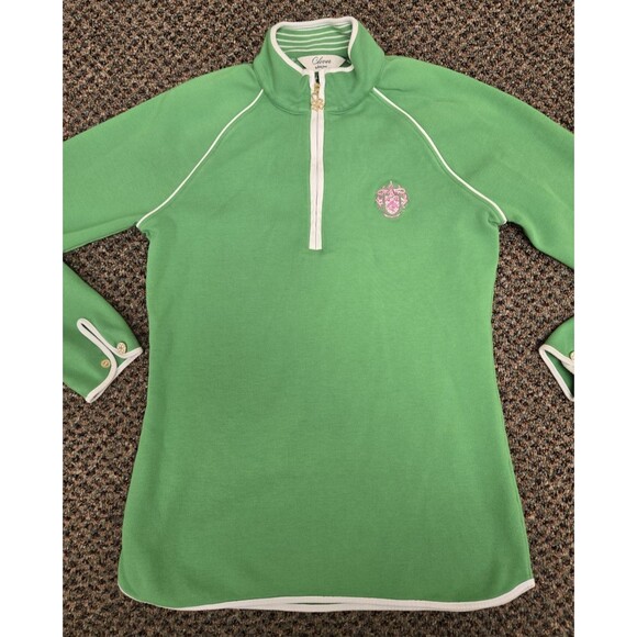 Clover Golf Polo Shirt 1/4 Zip Long Sleeve Green (Women's Medium) - Picture 2 of 14